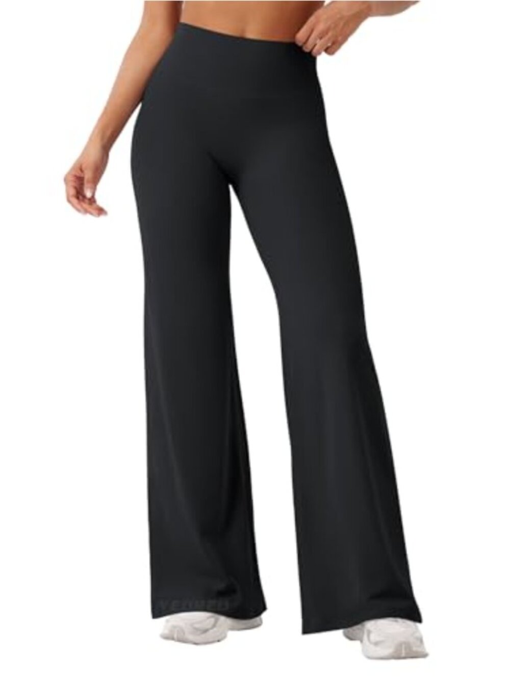 High Waisted Straight Leg Yoga Pants Sweat Wicking Stretchy Nylon Spandex